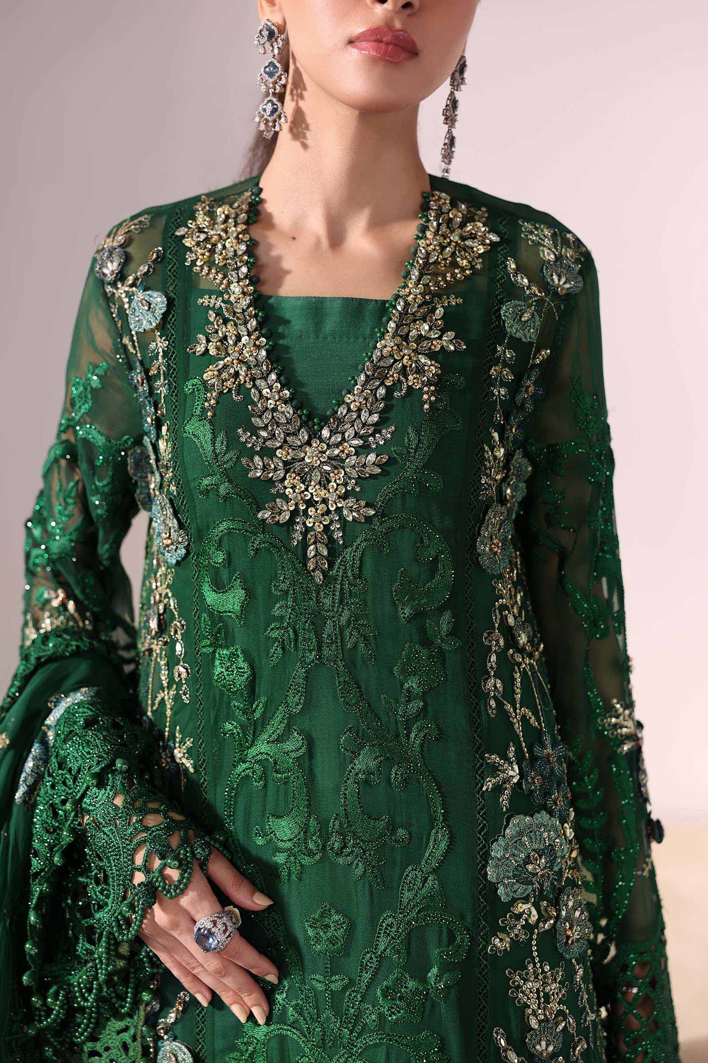 BD-3008 | MBroidered Unstitched Chiffon Suit By Maria.B