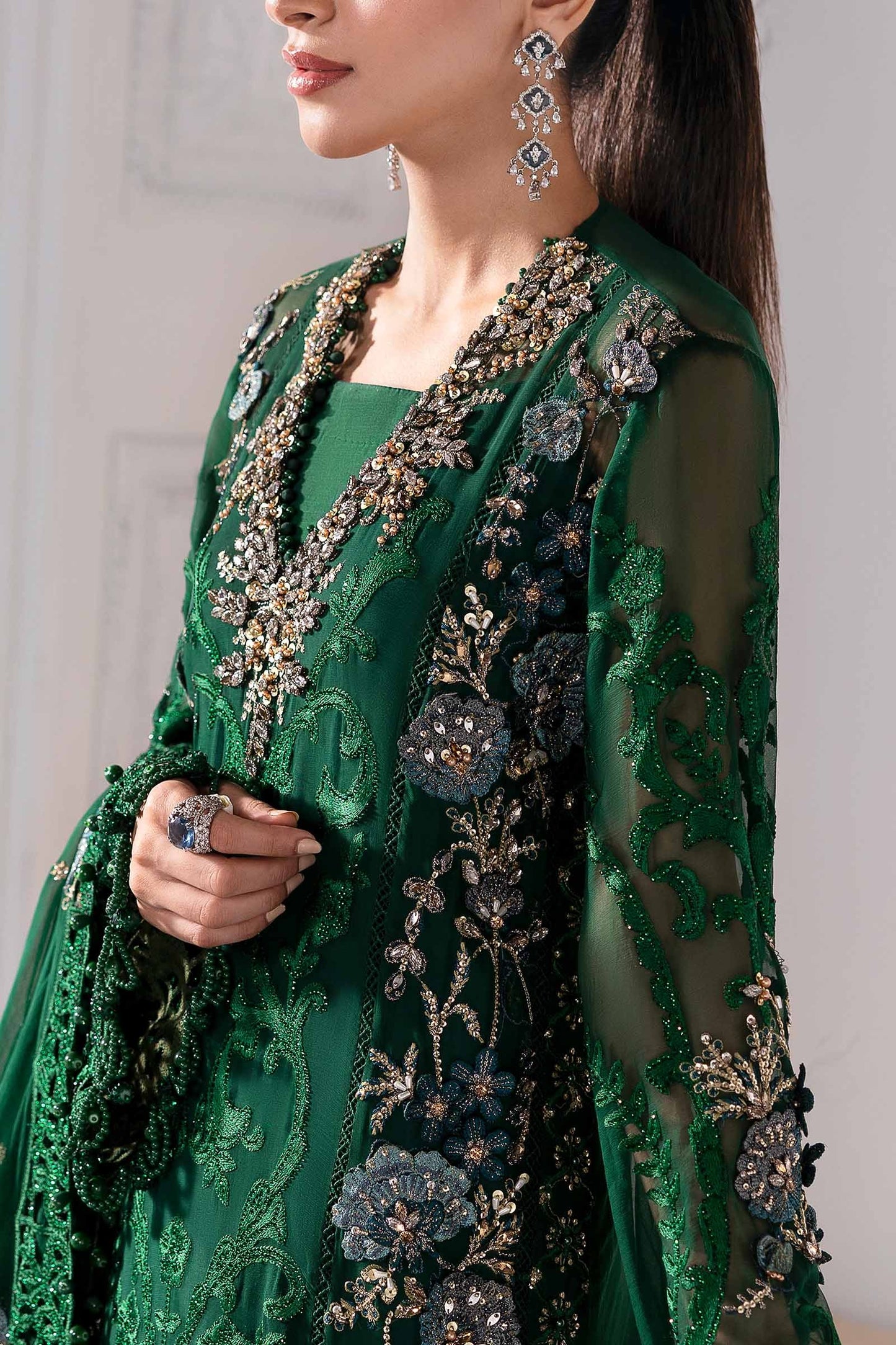 BD-3008 | MBroidered Unstitched Chiffon Suit By Maria.B