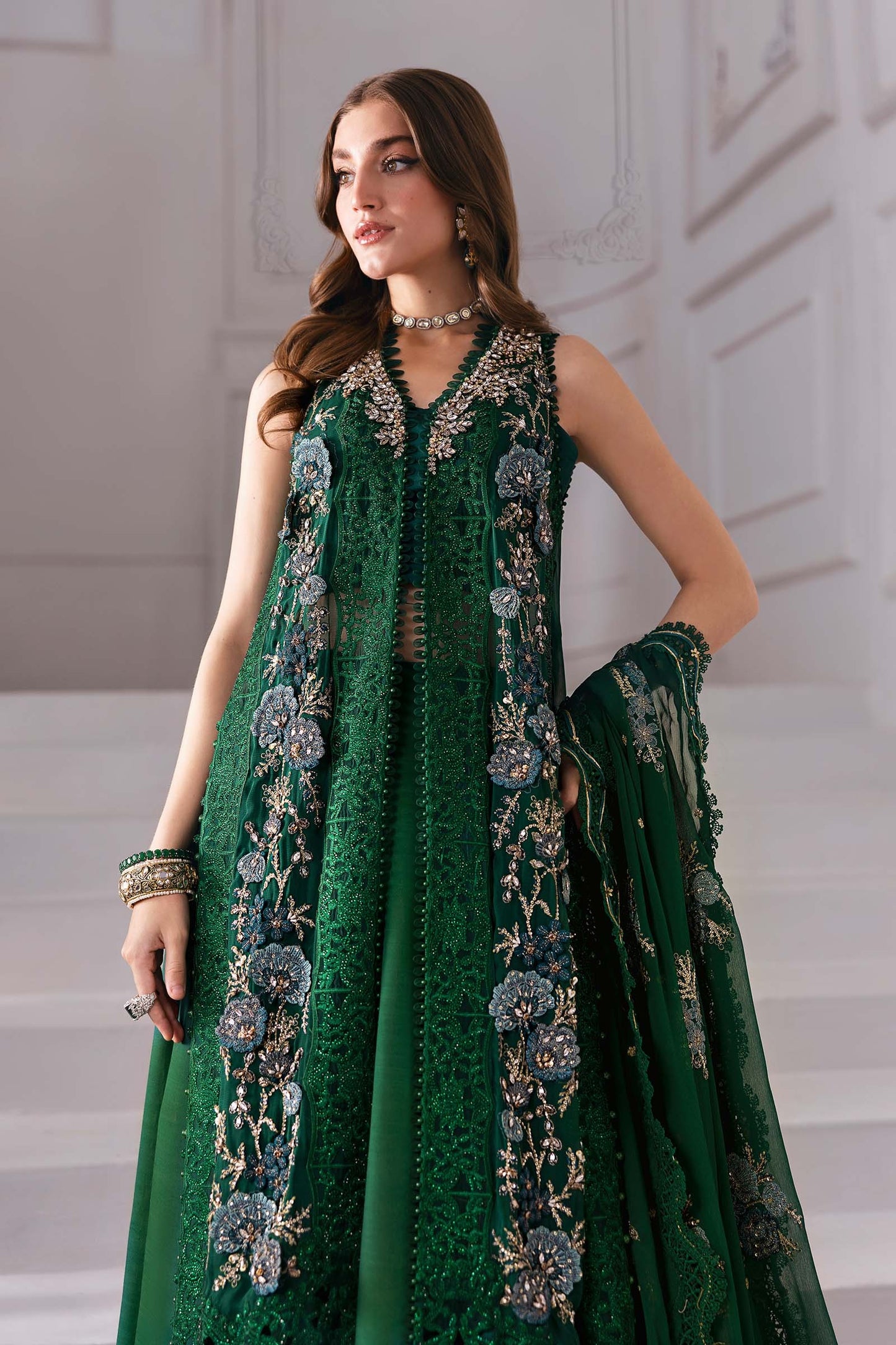 BD-3008 | MBroidered Unstitched Chiffon Suit By Maria.B