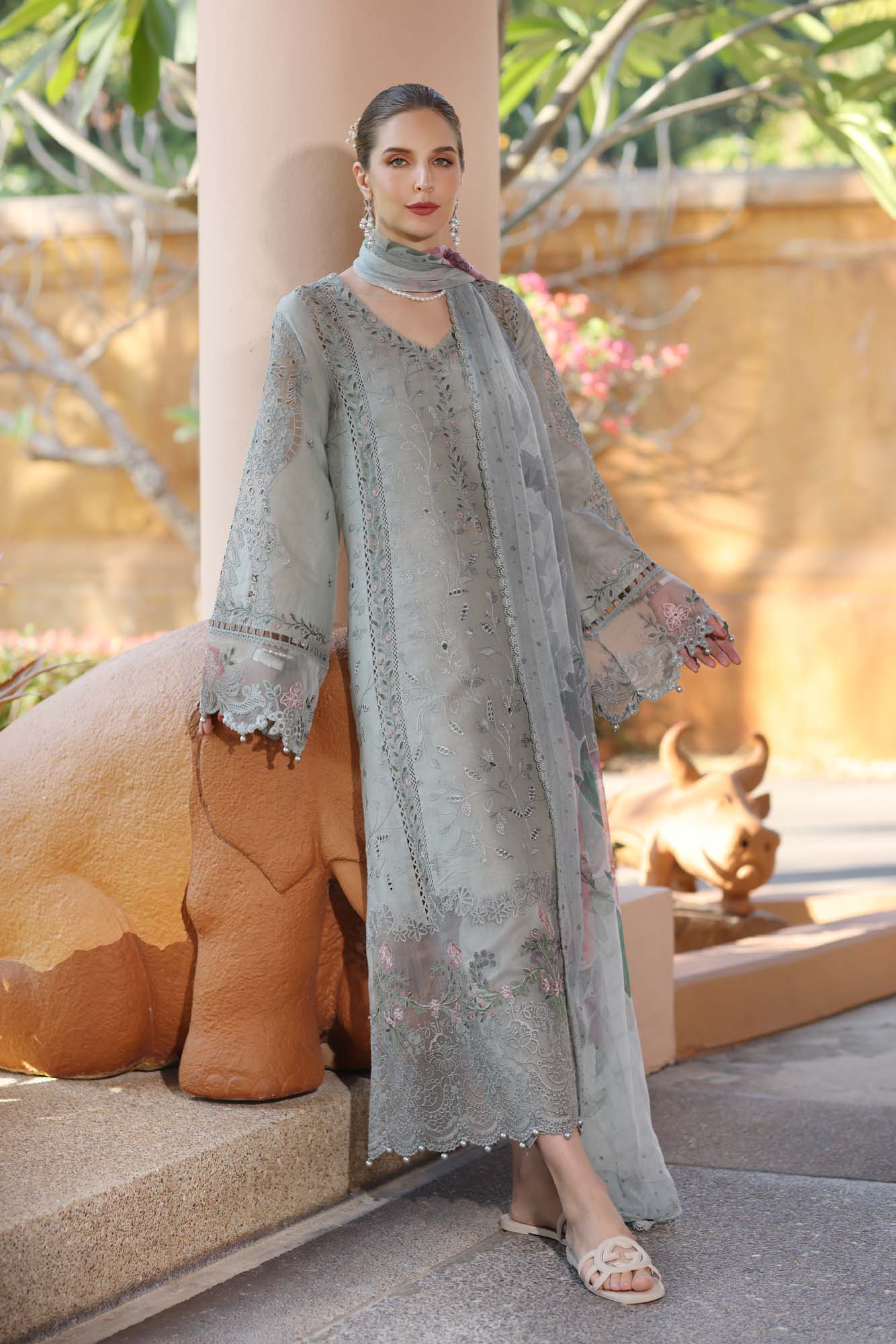 D1-A | Noor Eid Luxury Handwork Laserkaari Lawn`25