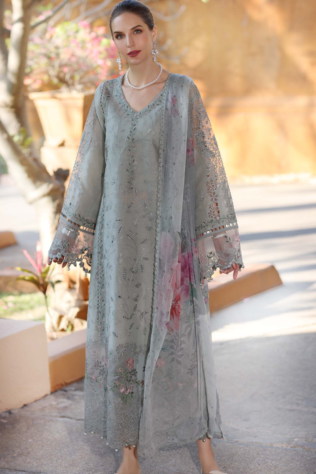 D1-A | Noor Eid Luxury Handwork Laserkaari Lawn`25