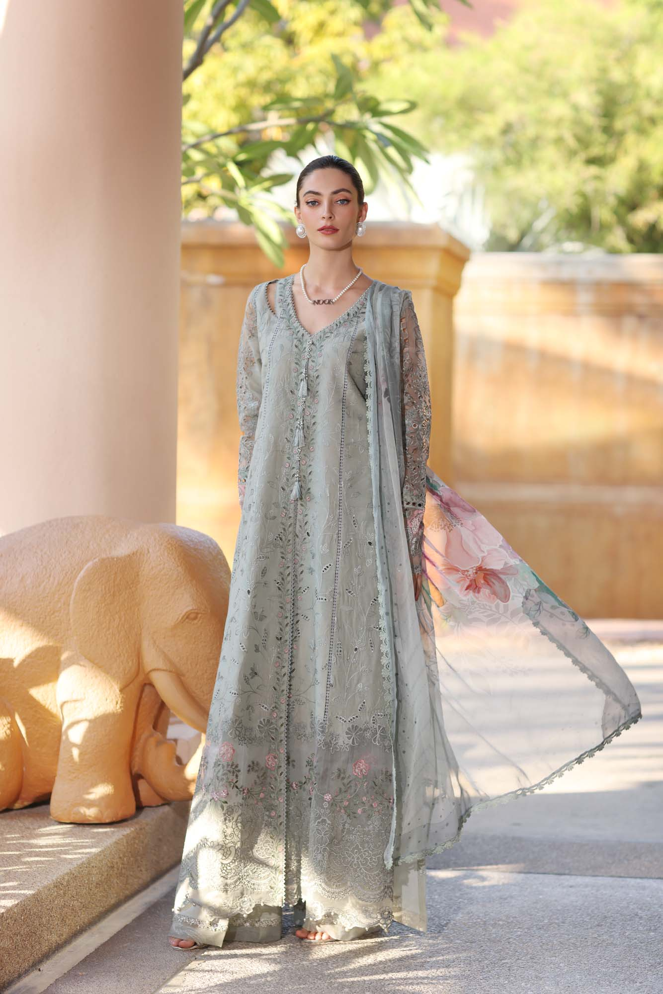 D1-A | Noor Eid Luxury Handwork Laserkaari Lawn`25