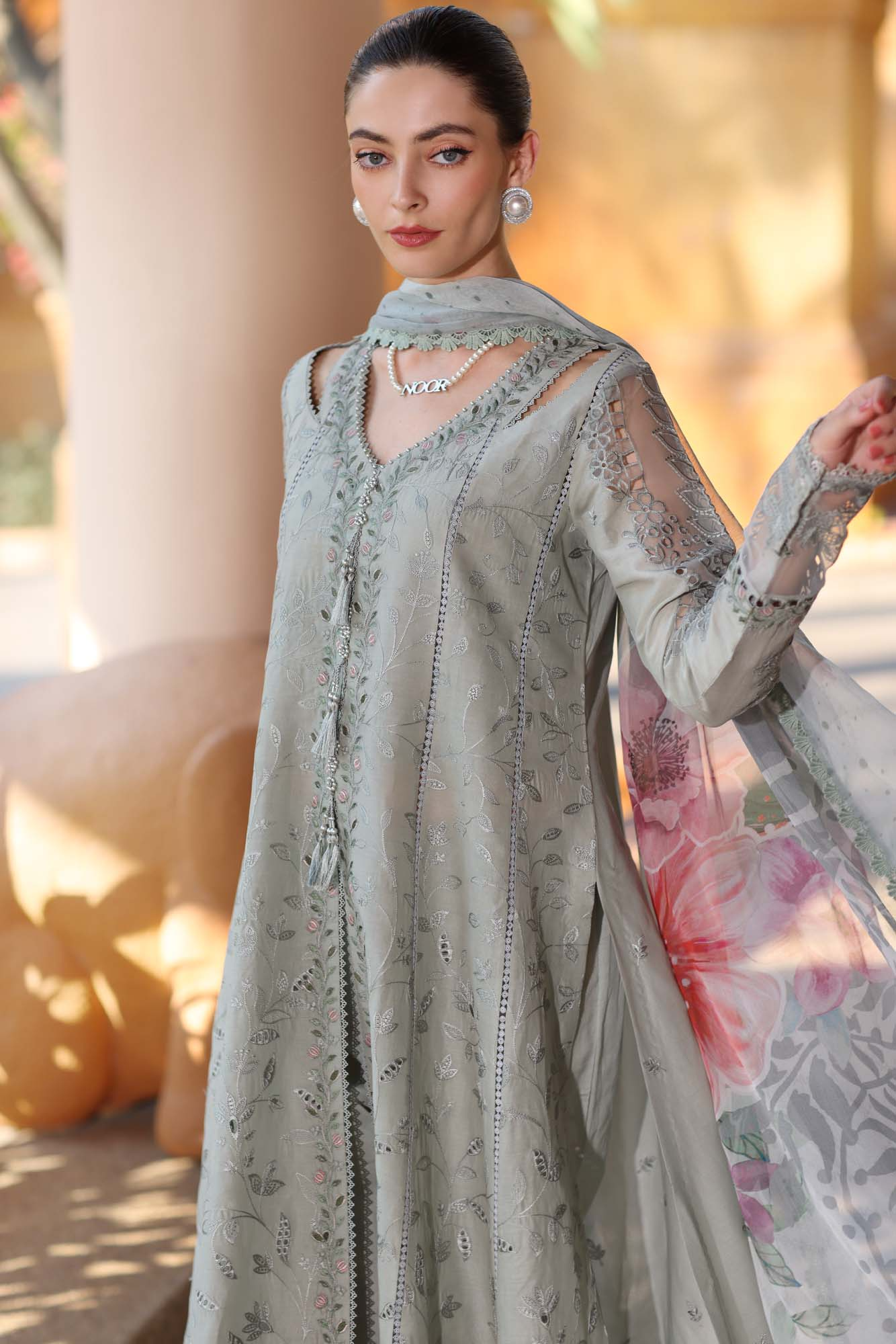 D1-A | Noor Eid Luxury Handwork Laserkaari Lawn`25