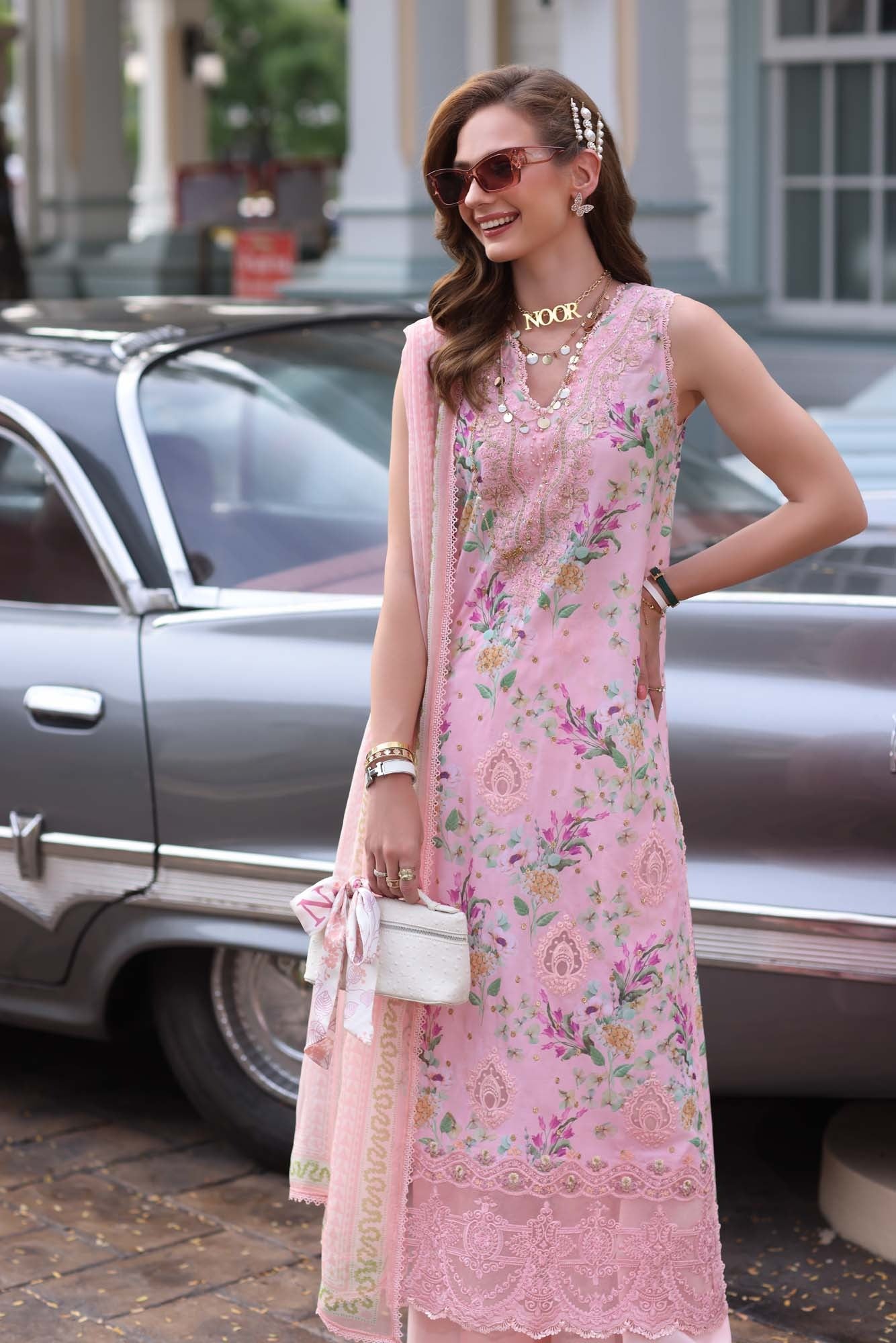 D11- Blush Pink | Eid Luxe Chikenkari Lawn By Saadia Asad