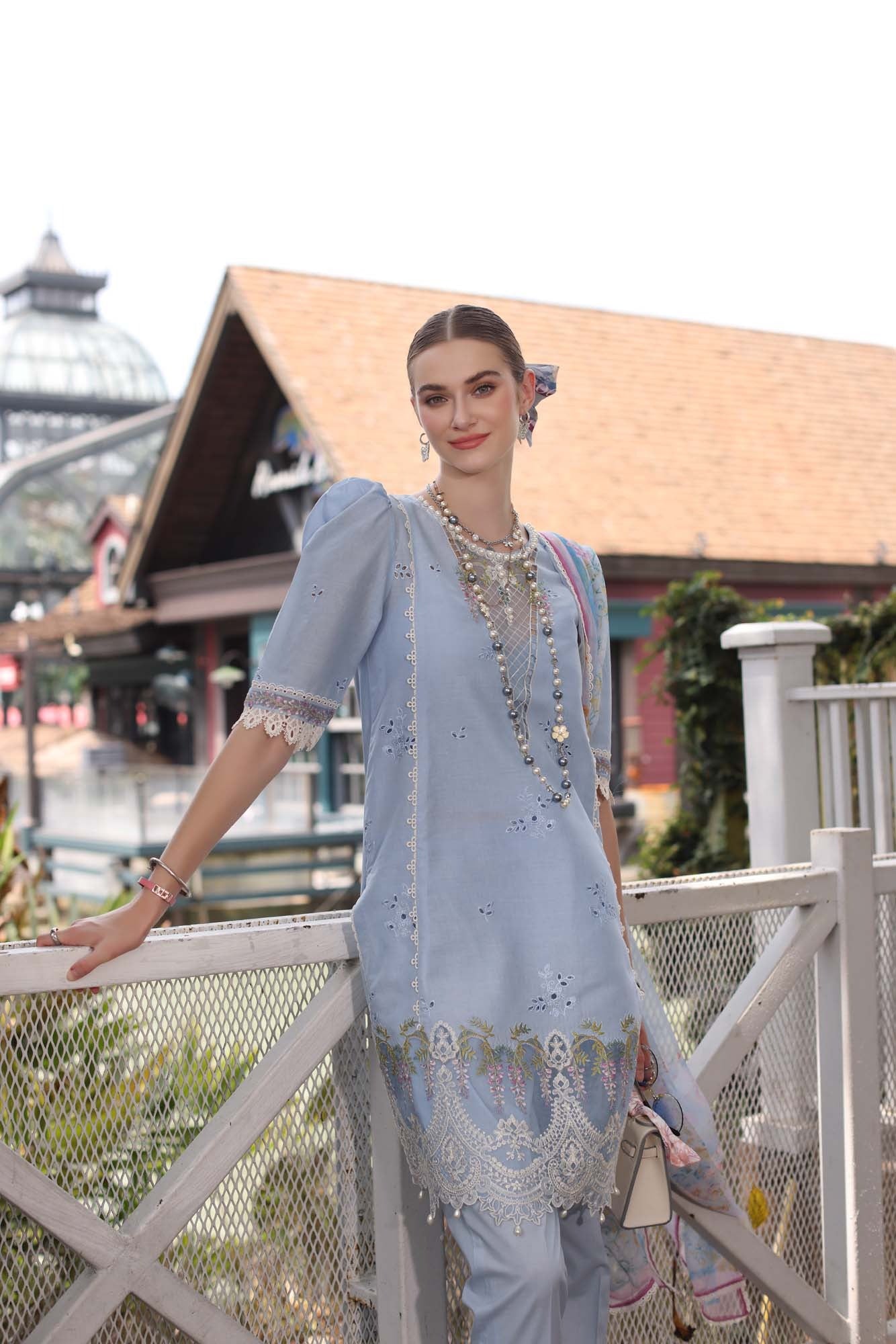D2- Cerulean Blue | Eid Luxe Chikenkari Lawn By Saadia Asad