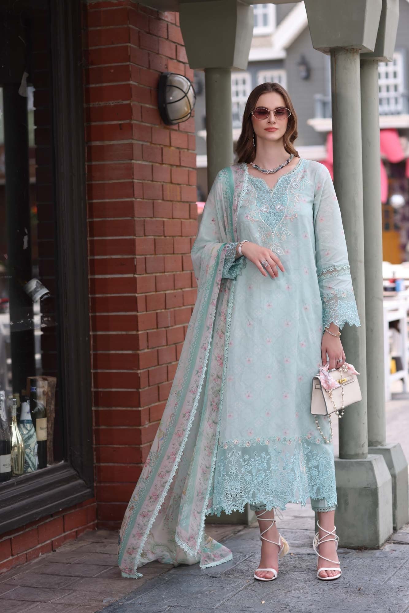 D6- Aqua Marine | Eid Luxe Chikenkari Lawn By Saadia Asad