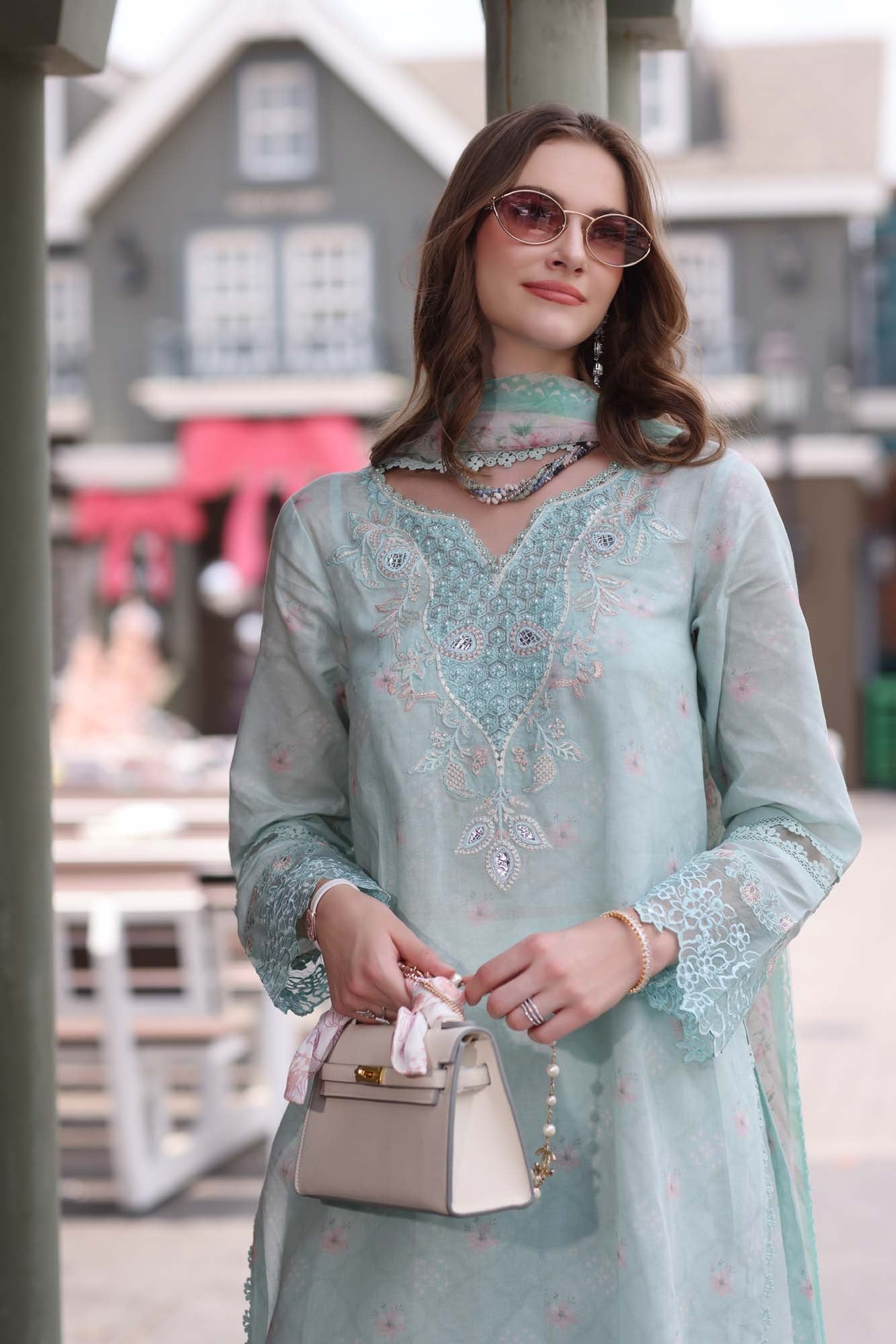 D6- Aqua Marine | Eid Luxe Chikenkari Lawn By Saadia Asad
