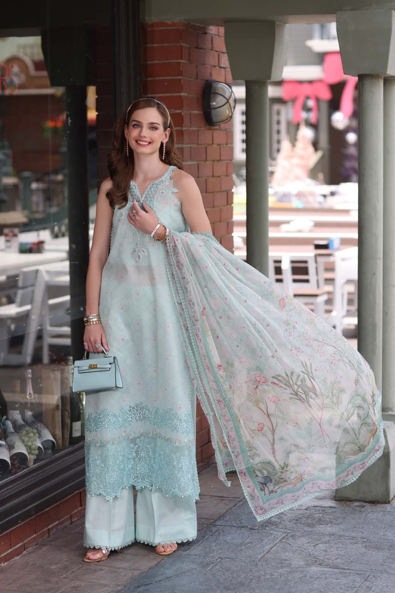 D6- Aqua Marine | Eid Luxe Chikenkari Lawn By Saadia Asad