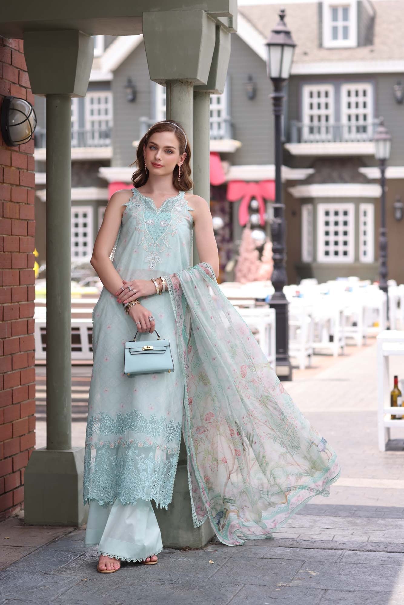 D6- Aqua Marine | Eid Luxe Chikenkari Lawn By Saadia Asad
