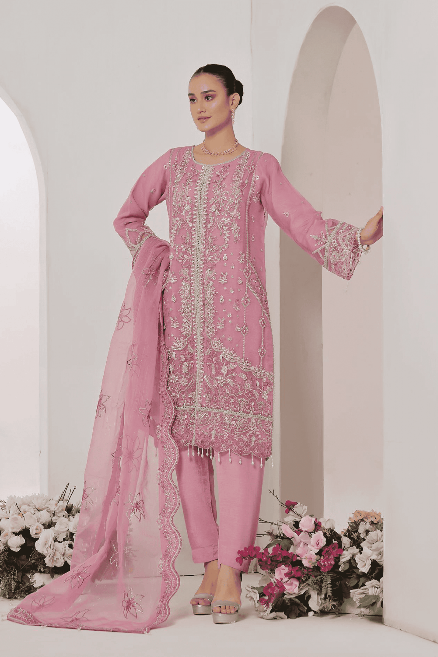 D1 - Aroohi Embroidered Organza By Dressline (Winter)