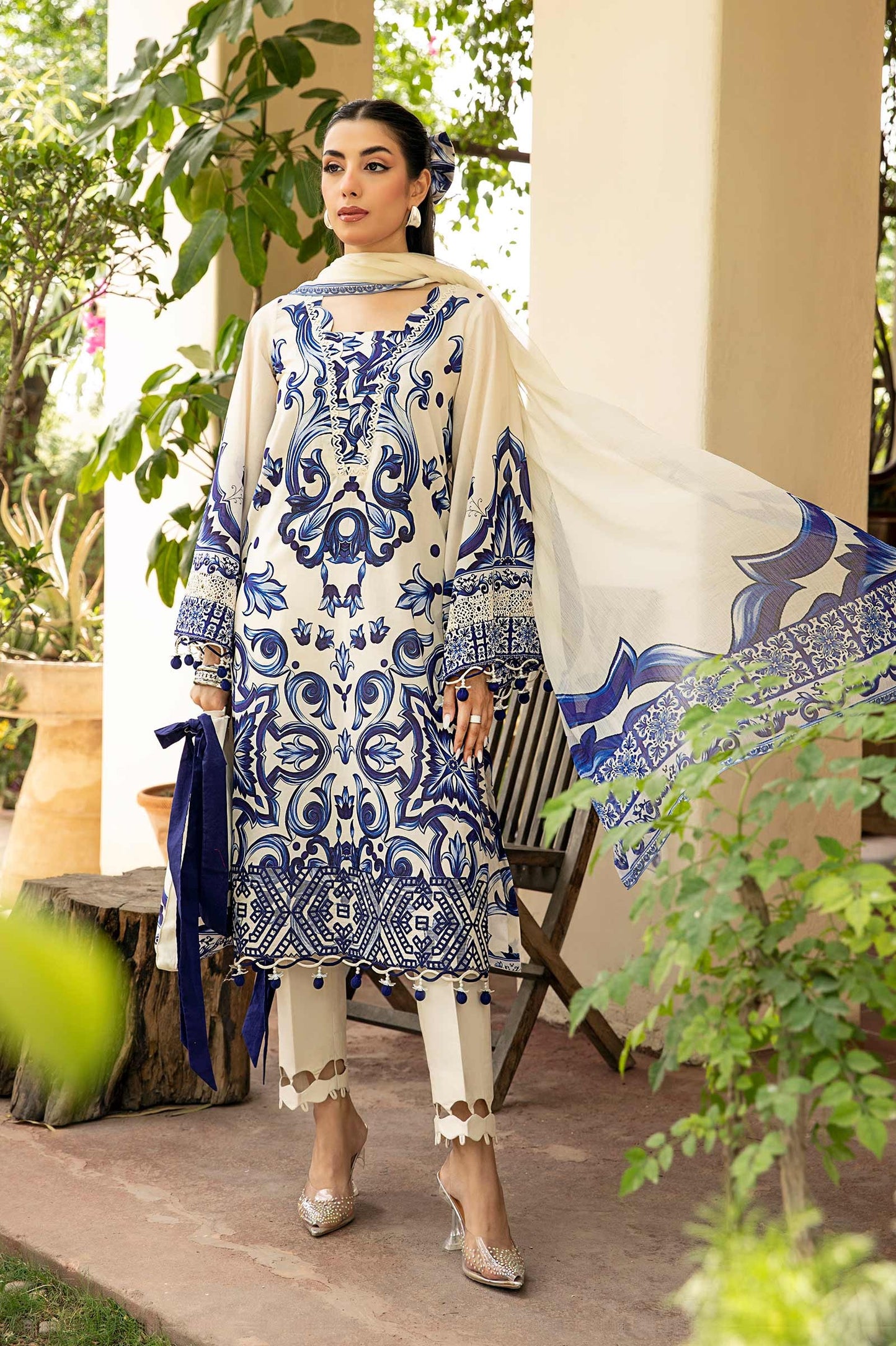 904-A | Unstitched Edit-II Lawn`25 By M.Basics