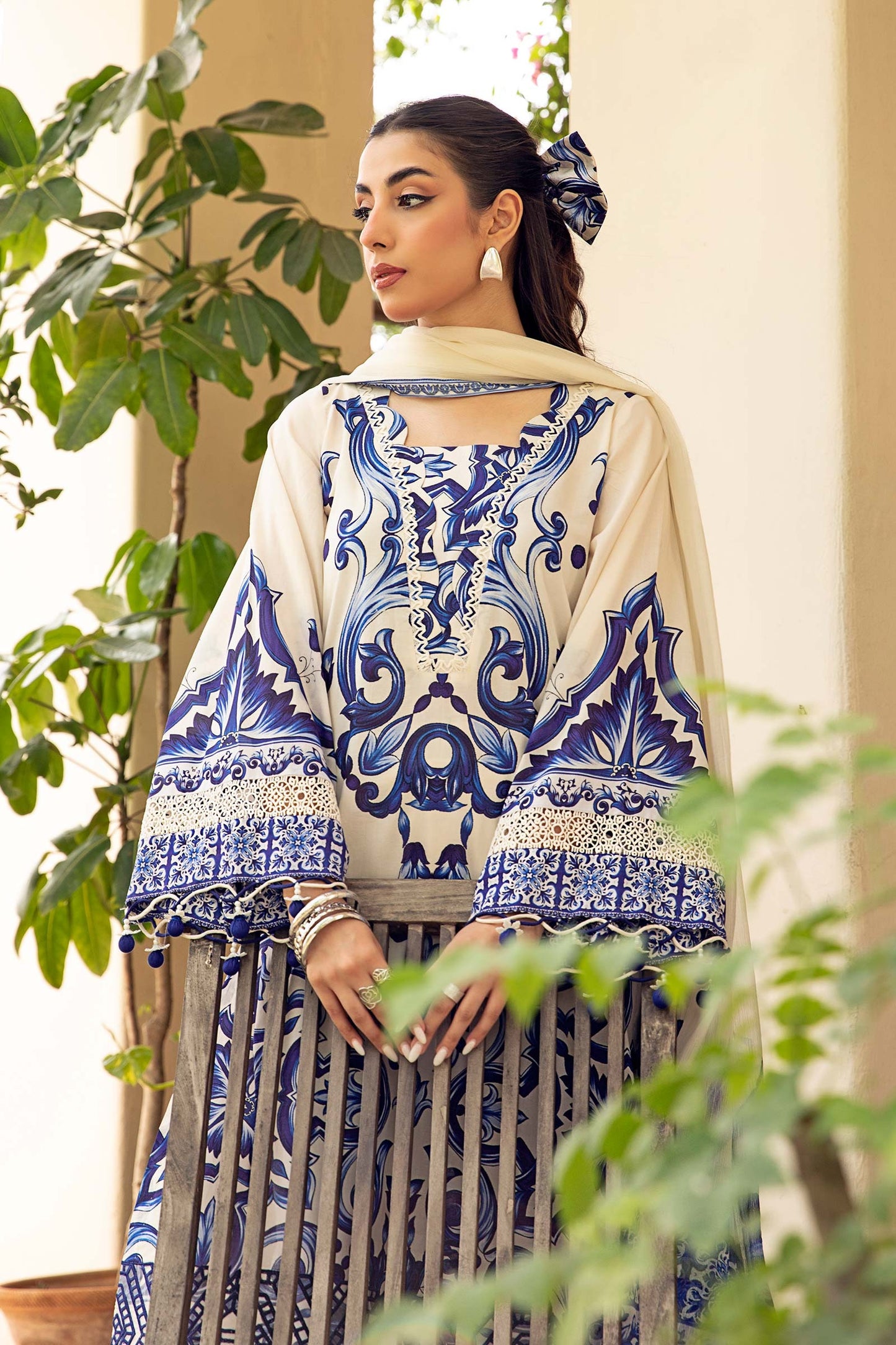 904-A | Unstitched Edit-II Lawn`25 By M.Basics
