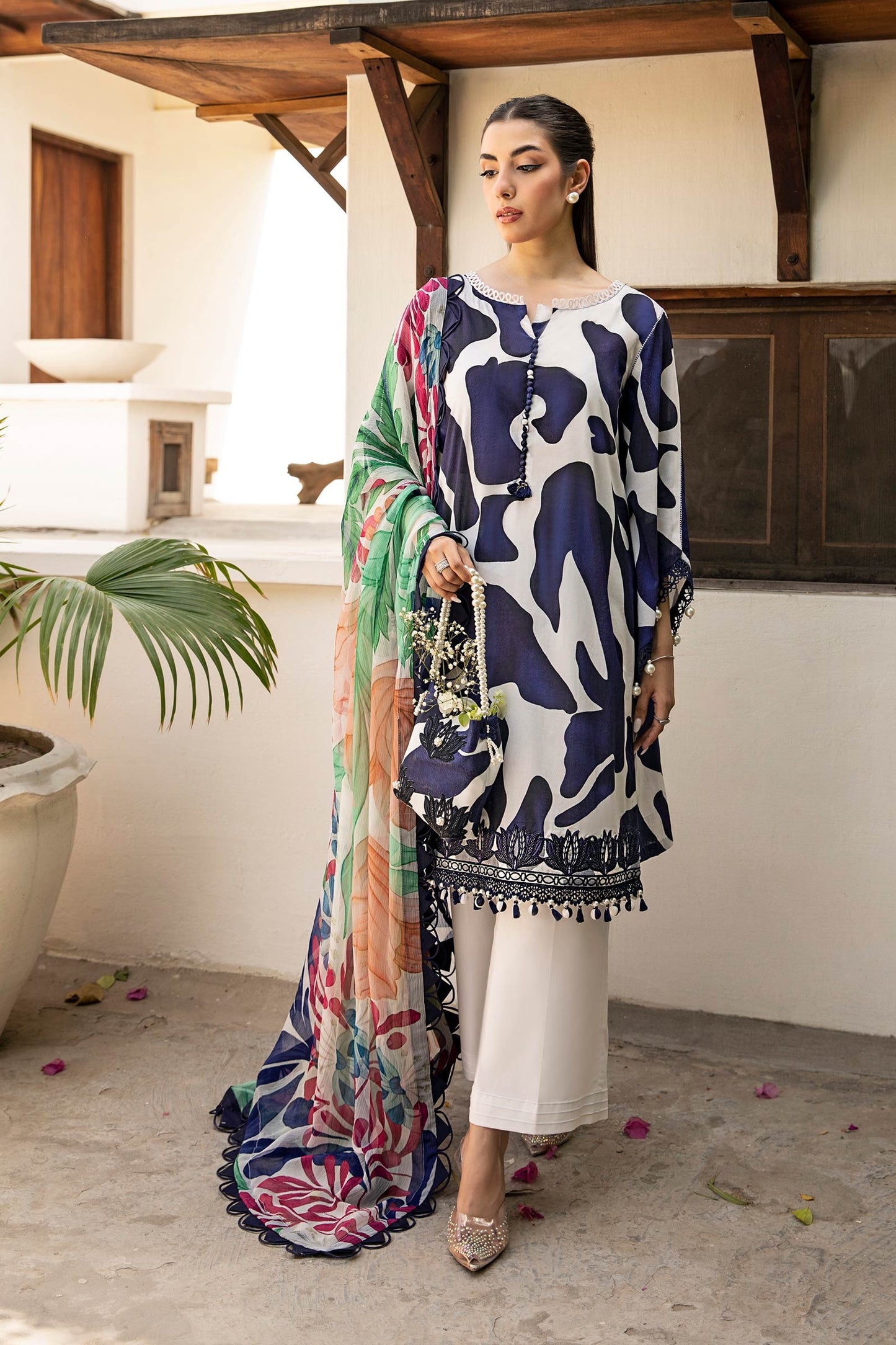 905-B | Unstitched Edit-II Lawn`25 By M.Basics