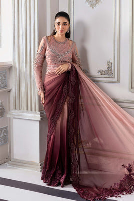 BD-3001 | MBroidered Unstitched Chiffon Saree By Maria.B