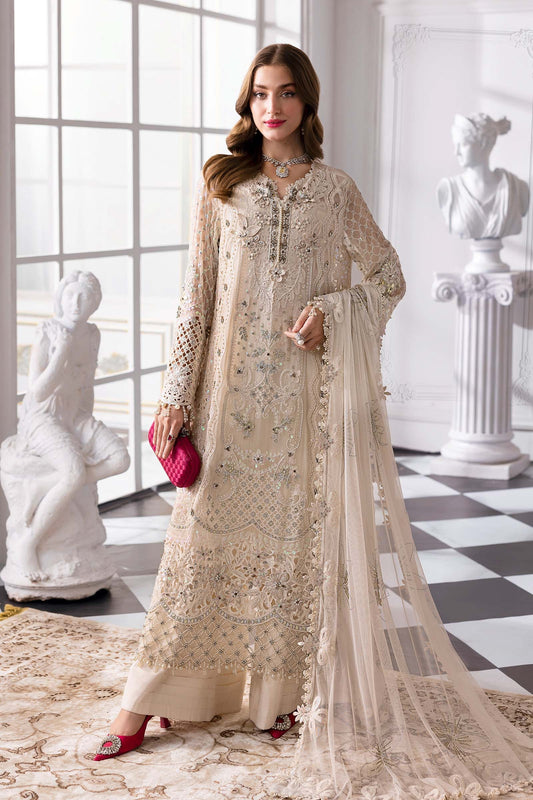 BD-3007 | MBroidered Unstitched Chiffon Suit By Maria.B