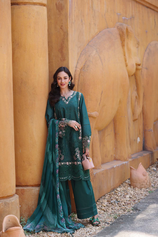 D10-A | Noor Eid Luxury Handwork Laserkaari Lawn`25
