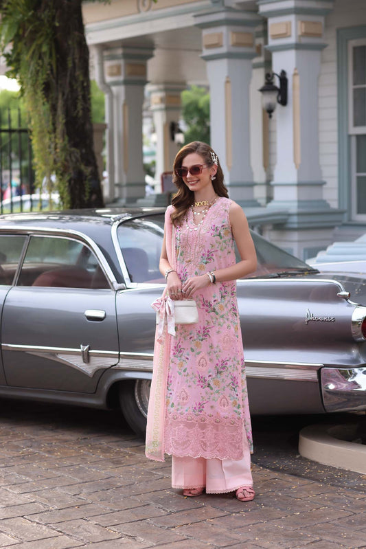 D11- Blush Pink | Eid Luxe Chikenkari Lawn By Saadia Asad