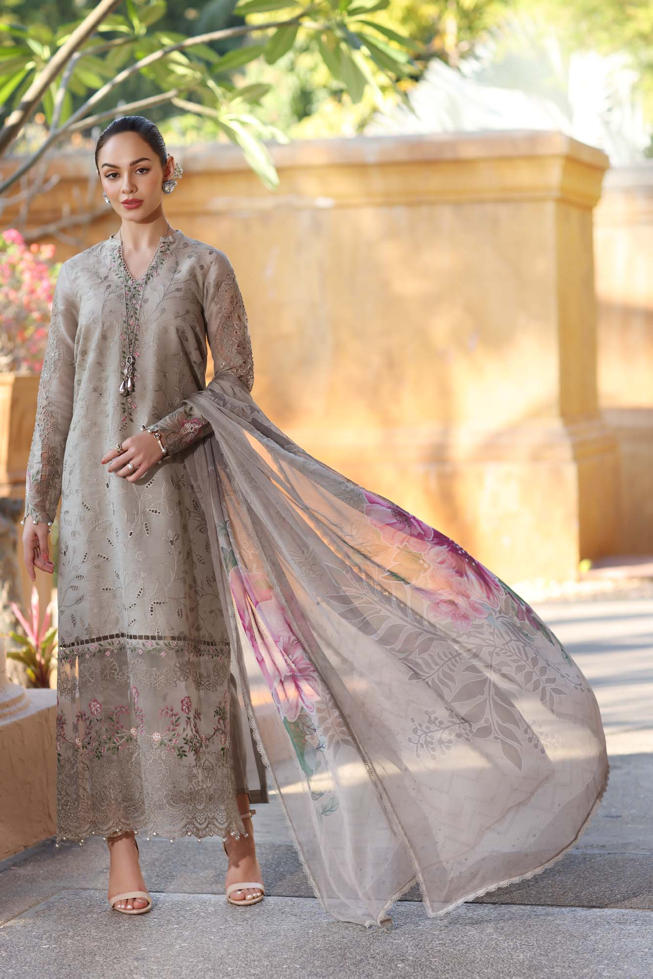 D1-B | Noor Eid Luxury Handwork Laserkaari Lawn`25