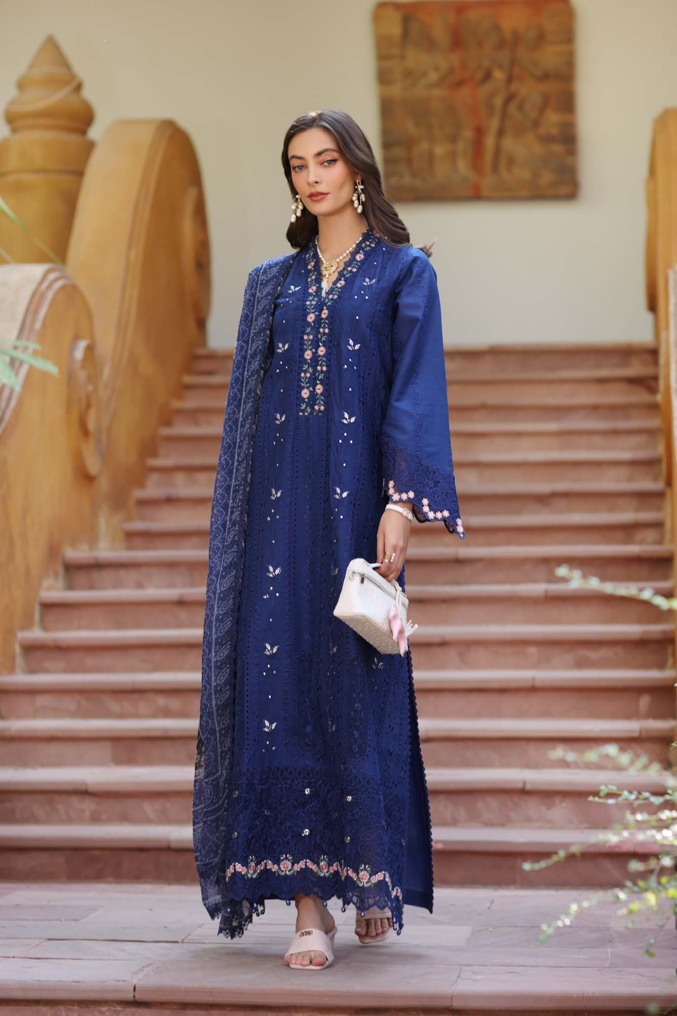 D5-B | Noor Eid Luxury Handwork Laserkaari Lawn`25