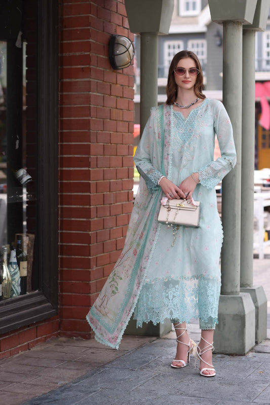 D6- Aqua Marine | Eid Luxe Chikenkari Lawn By Saadia Asad