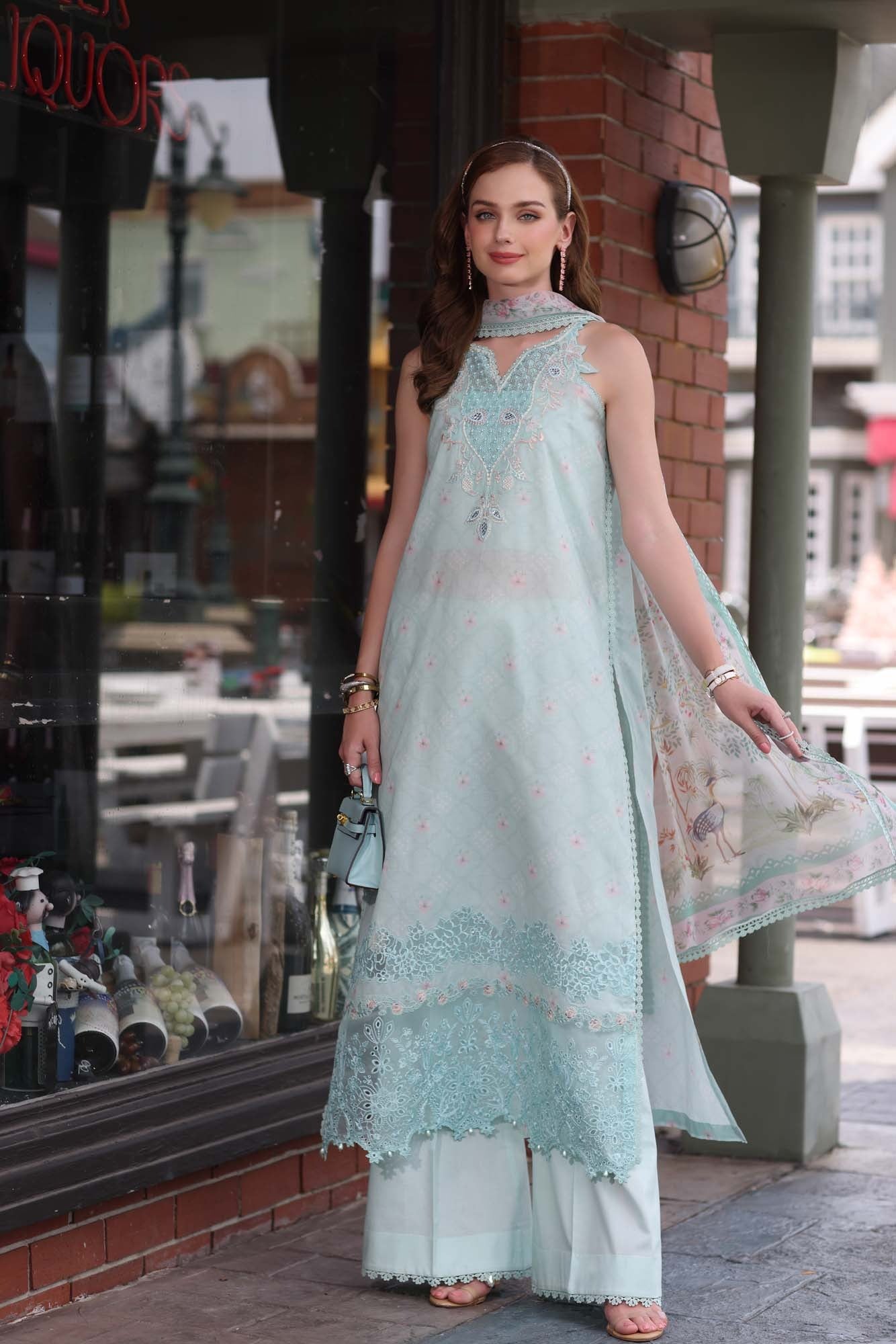 D6- Aqua Marine | Eid Luxe Chikenkari Lawn By Saadia Asad