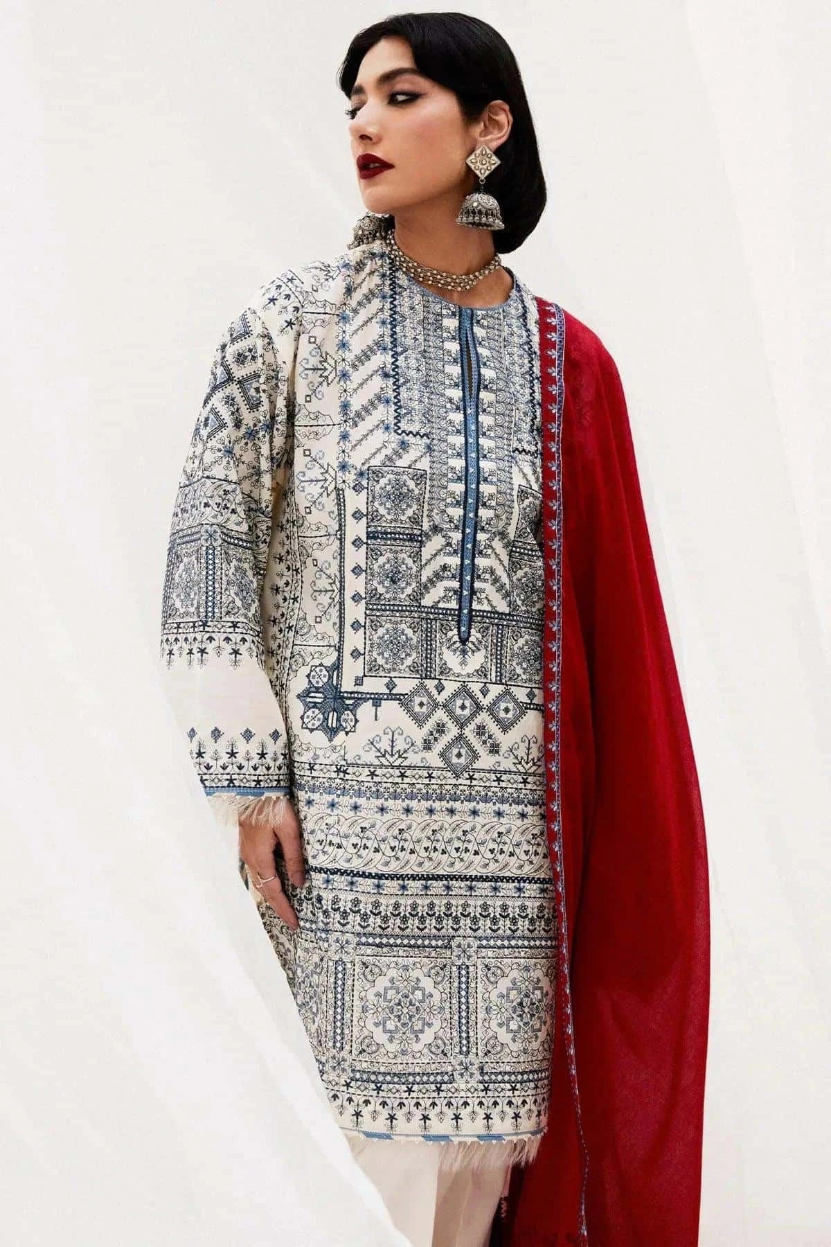 Zara ShahJahan Embroidered Unstitched Lawn 3Pcs  DIYA-2A